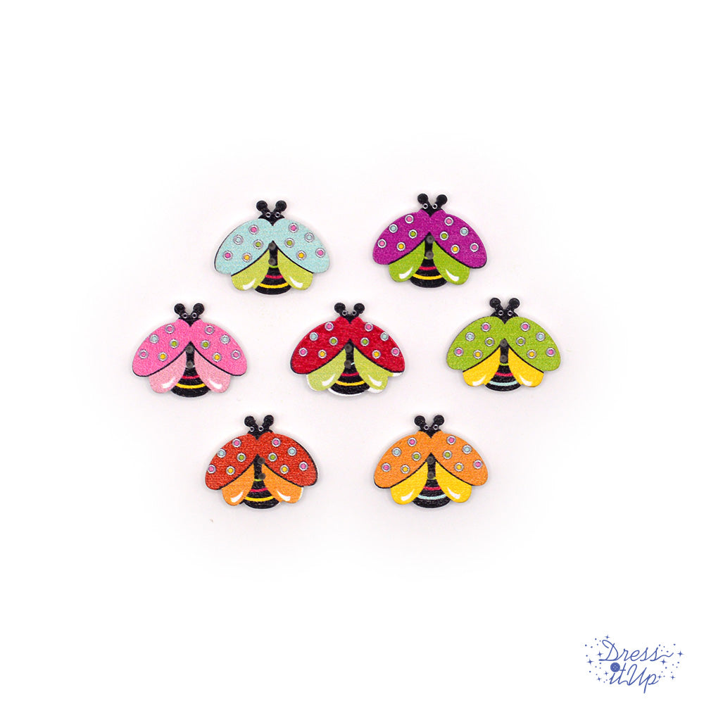 Multi colored ladybugs 2-hole for sewing and crafting