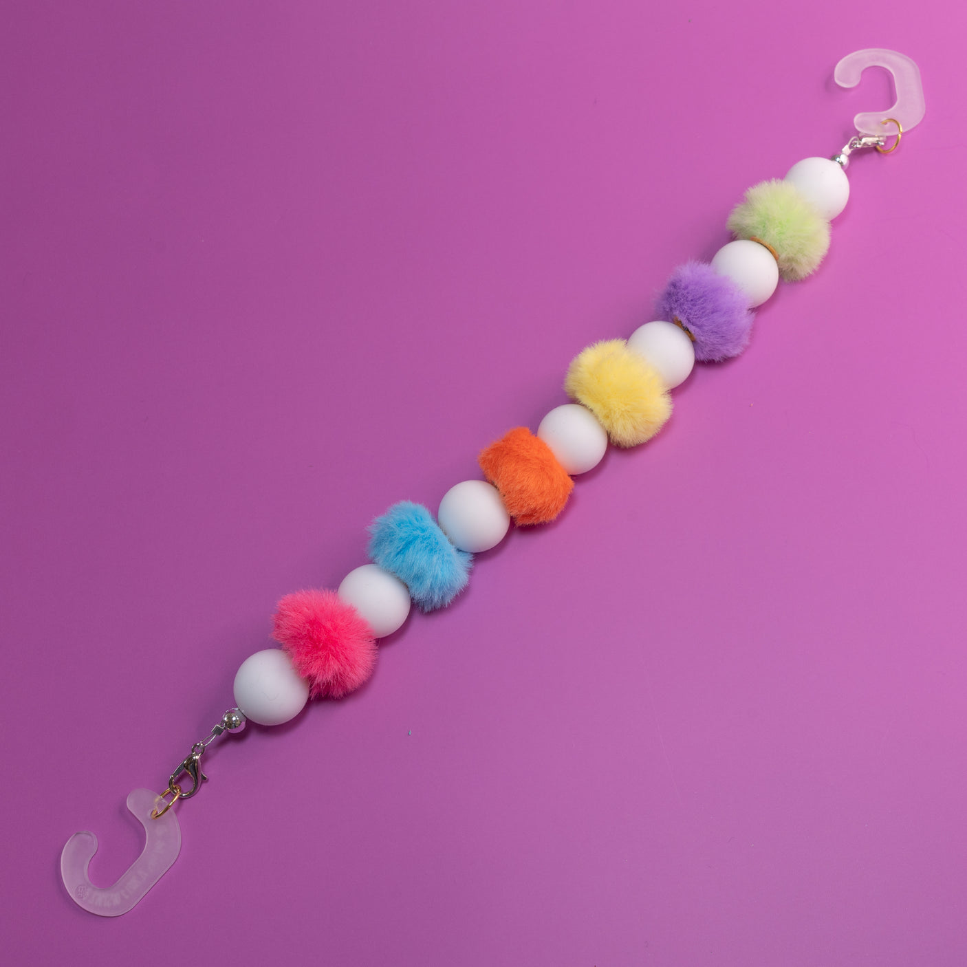 Acrylic Beaded Shoe Charm Pair in Rainbow Puffs