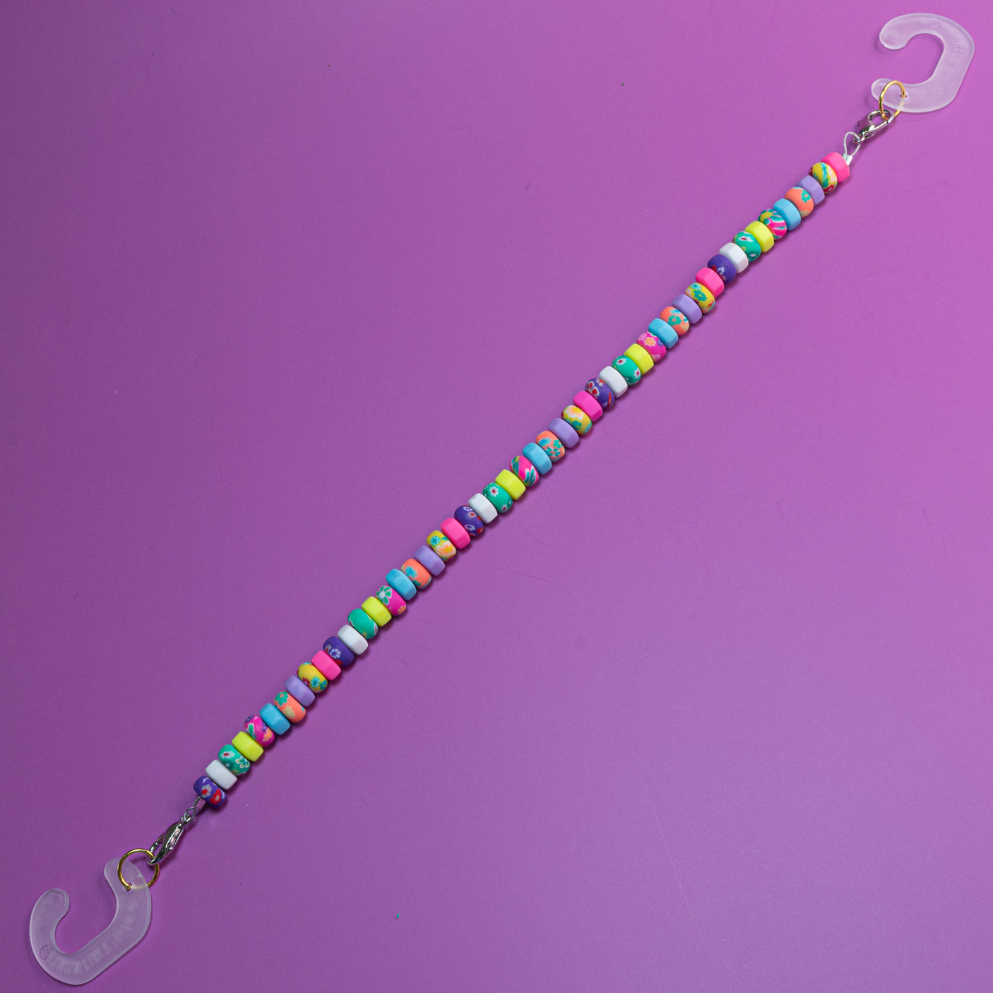 Acrylic Beaded Shoe Charm Pair in Rainbow Heishi