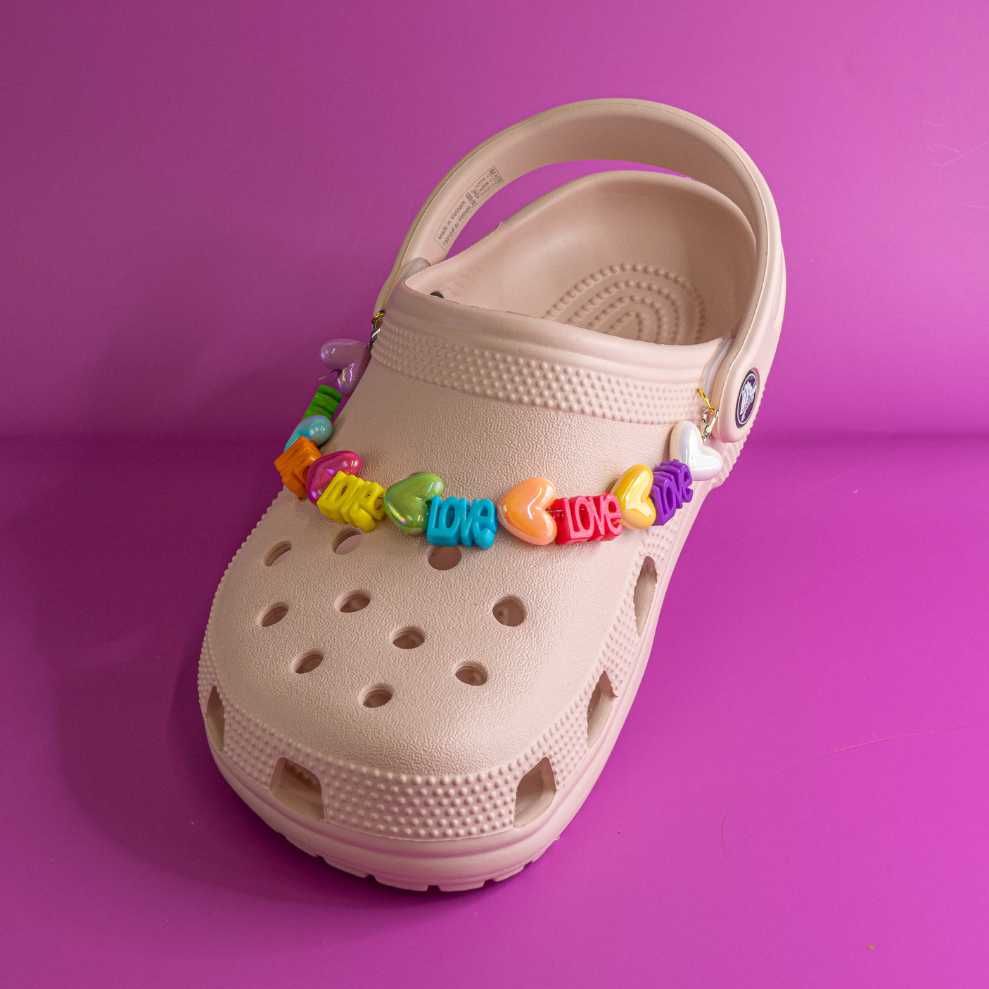 Acrylic Beaded Shoe Charm Pair in Love Love Love