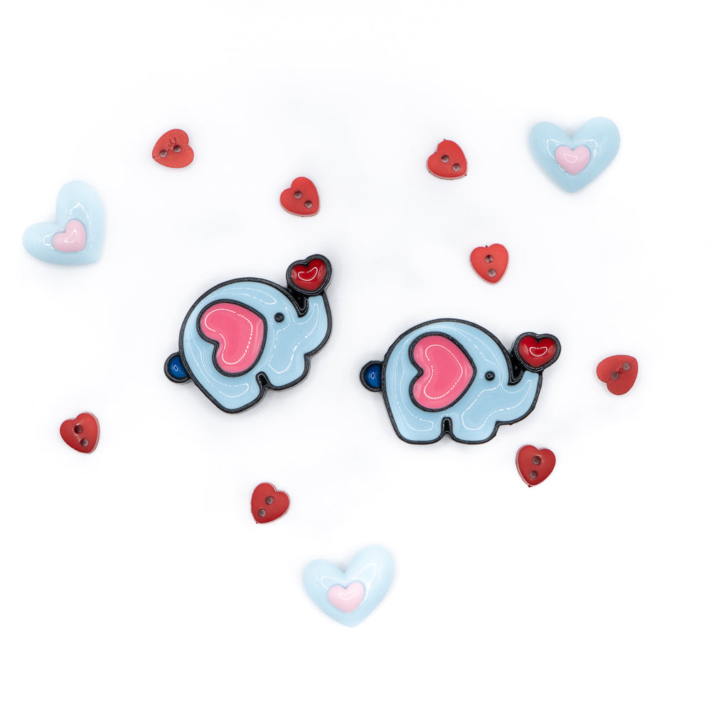 blue and pink elephant flat-back buttons for DIY Crafts