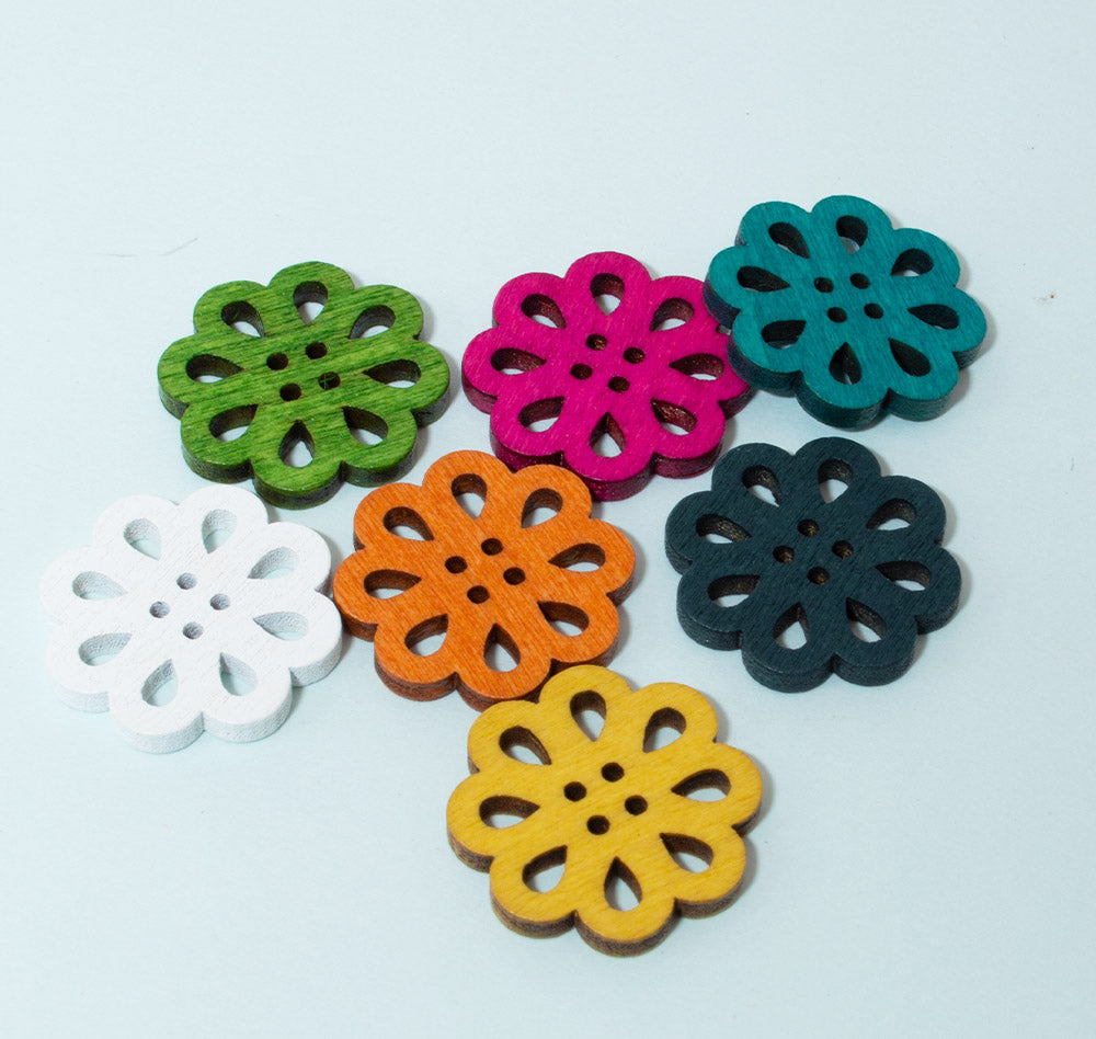 Dahlia Flower Wood Buttons