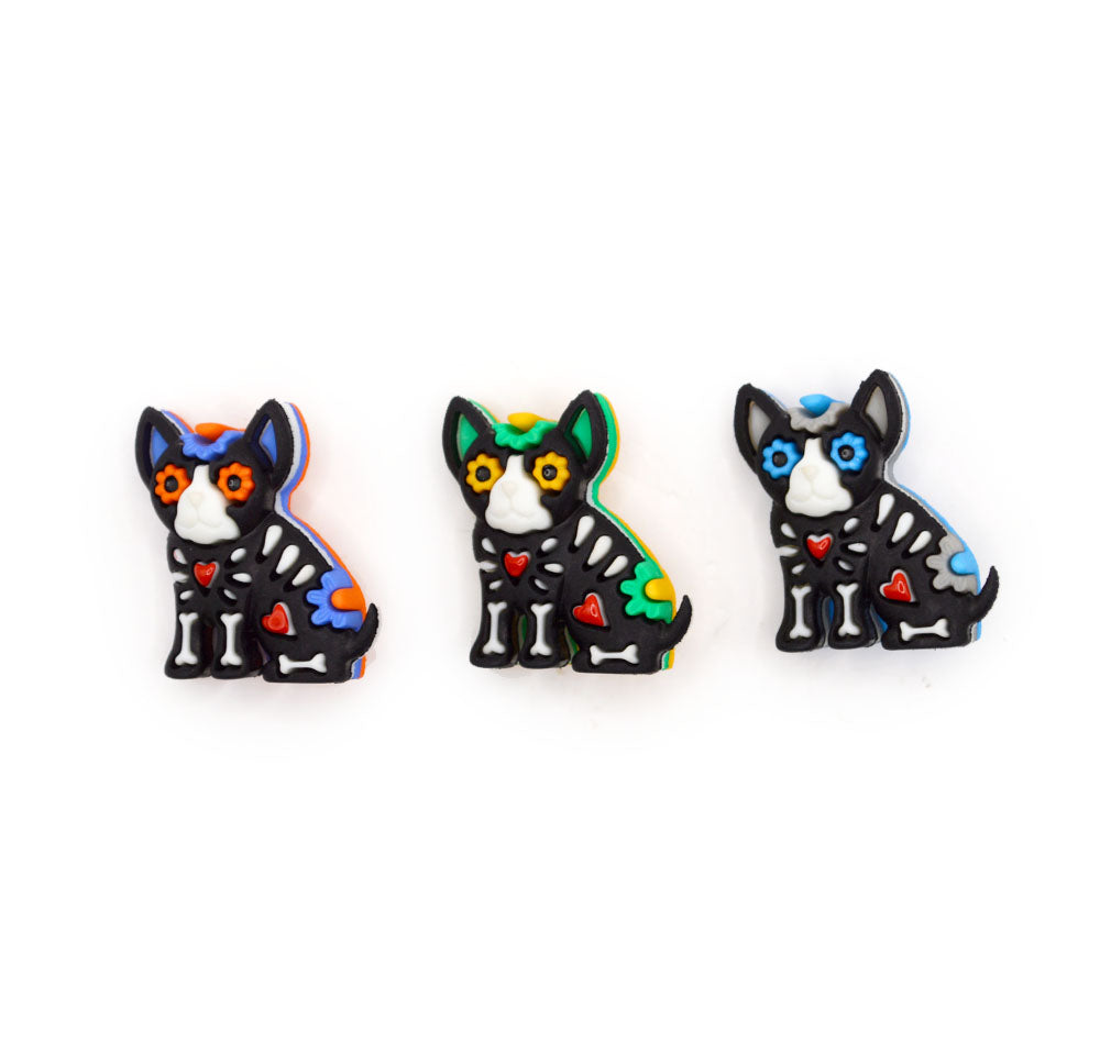 Day Of The Dead Dogs Multi Color Animal Holiday Themed Buttons