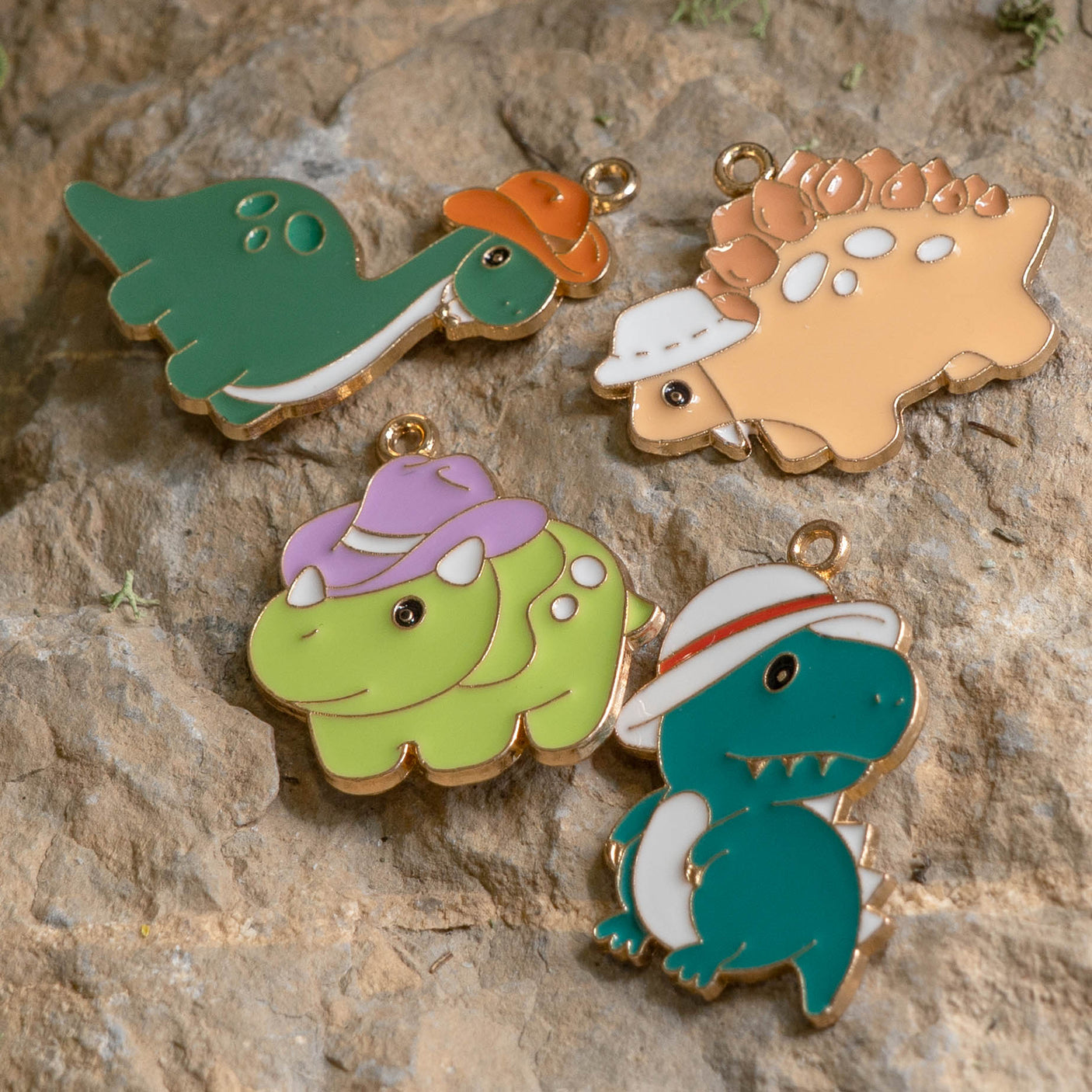 Dinosaurs with Hats Enamel Alloy Charms!