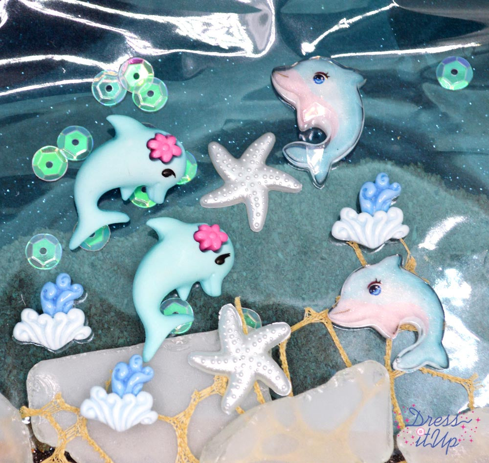 Dolphin Fun Animals Ocean Starfish Aquatic Themed Buttons