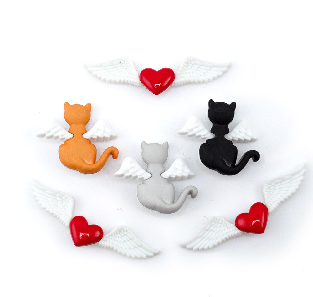 Heavenly Paws Angel Cat & Winged Heart Embellishments
