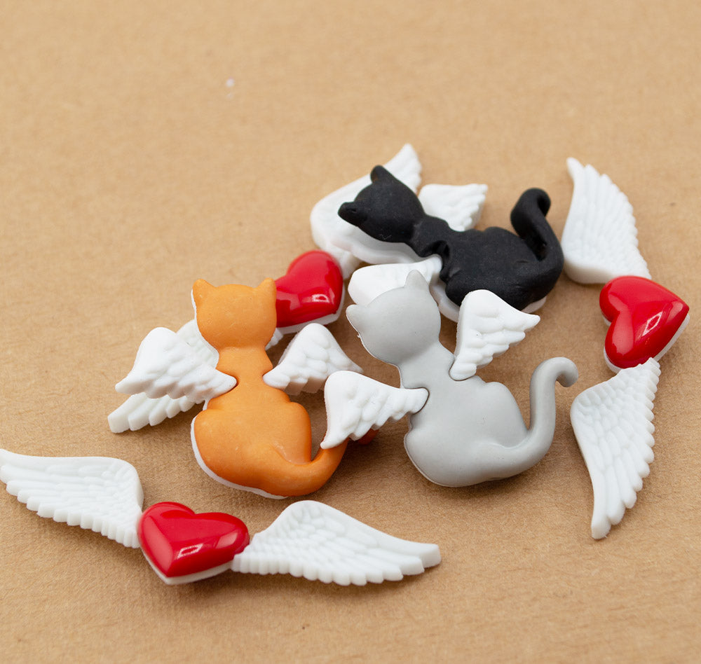 Heavenly Paws Angel Cat & Winged Heart Embellishments