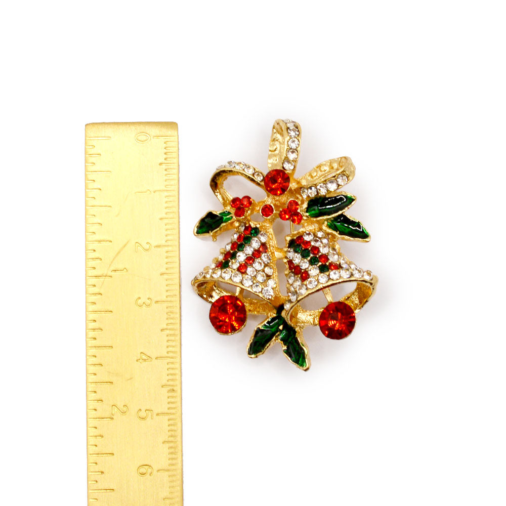 Colorful Christmas Bells Rhinestone Enamel Brooch