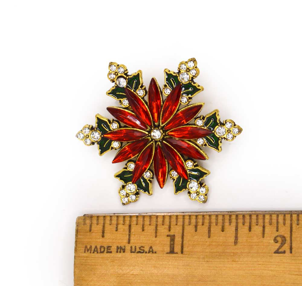 Festive Christmas Snowflake Rhinestone Brooch