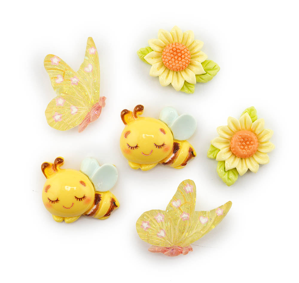 Sunny Bees and Flowers Resin Craft Embellishments