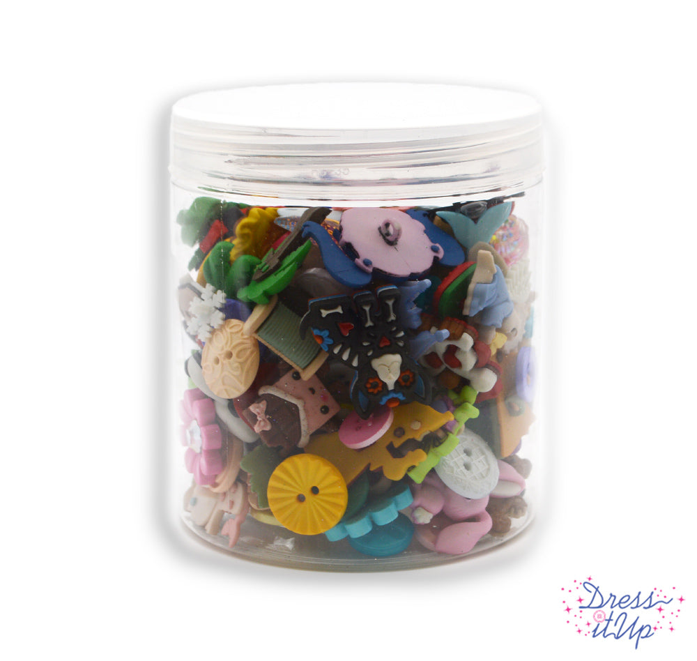 Mystery assortment contains approximately 150 pieces of shank-back, flat-back and sew-thru embellishments