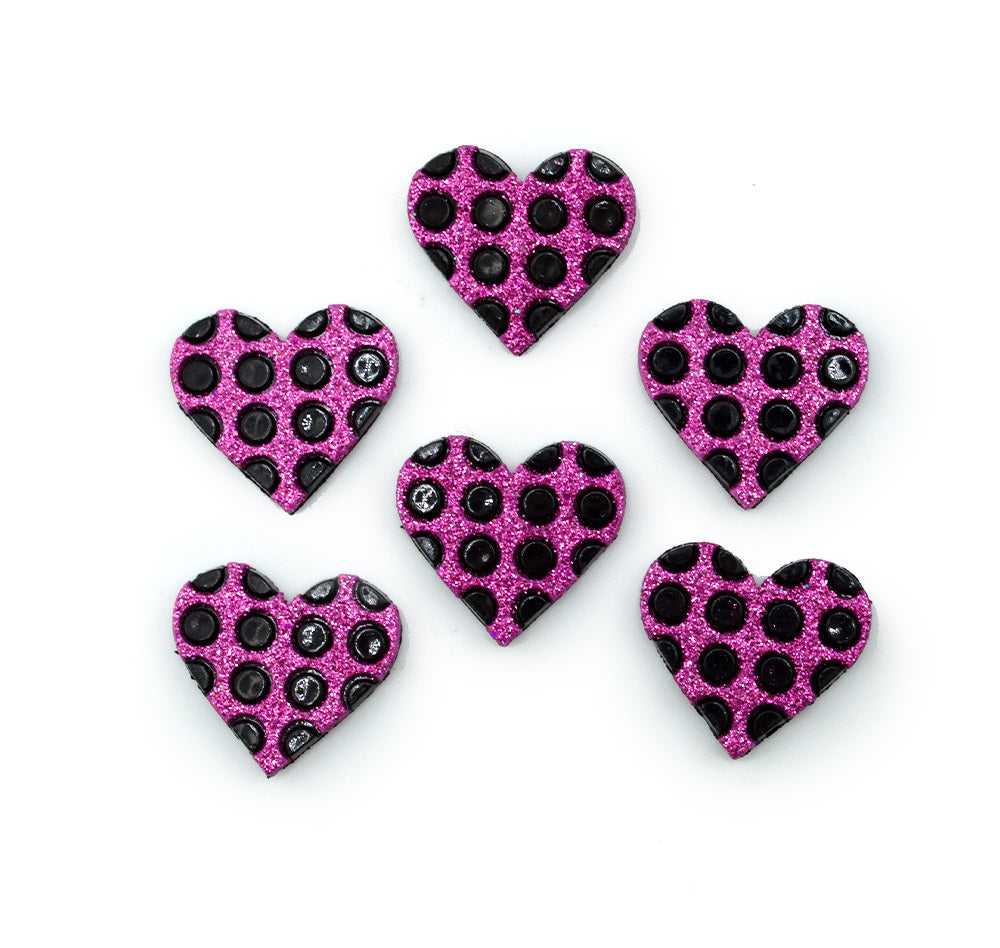 Midnight Kiss Polka Dot Heart Flat-Back Embellishments