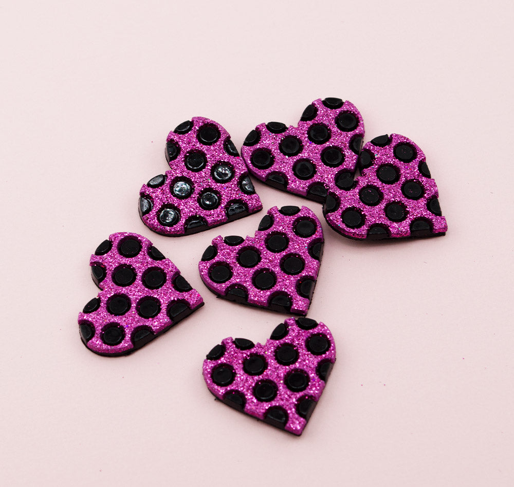 Midnight Kiss Polka Dot Heart Flat-Back Embellishments