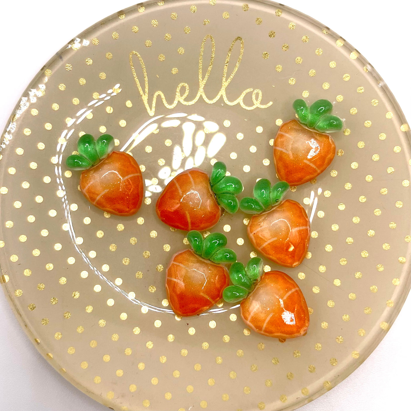 Cute baby carrot flat-back embellishments add to garden crafts and kitchen decor