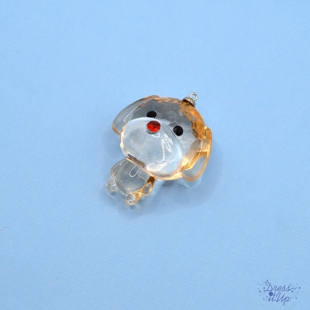 Transparent acrylic rhinestone dog charm adds to jewelry and keychain projects