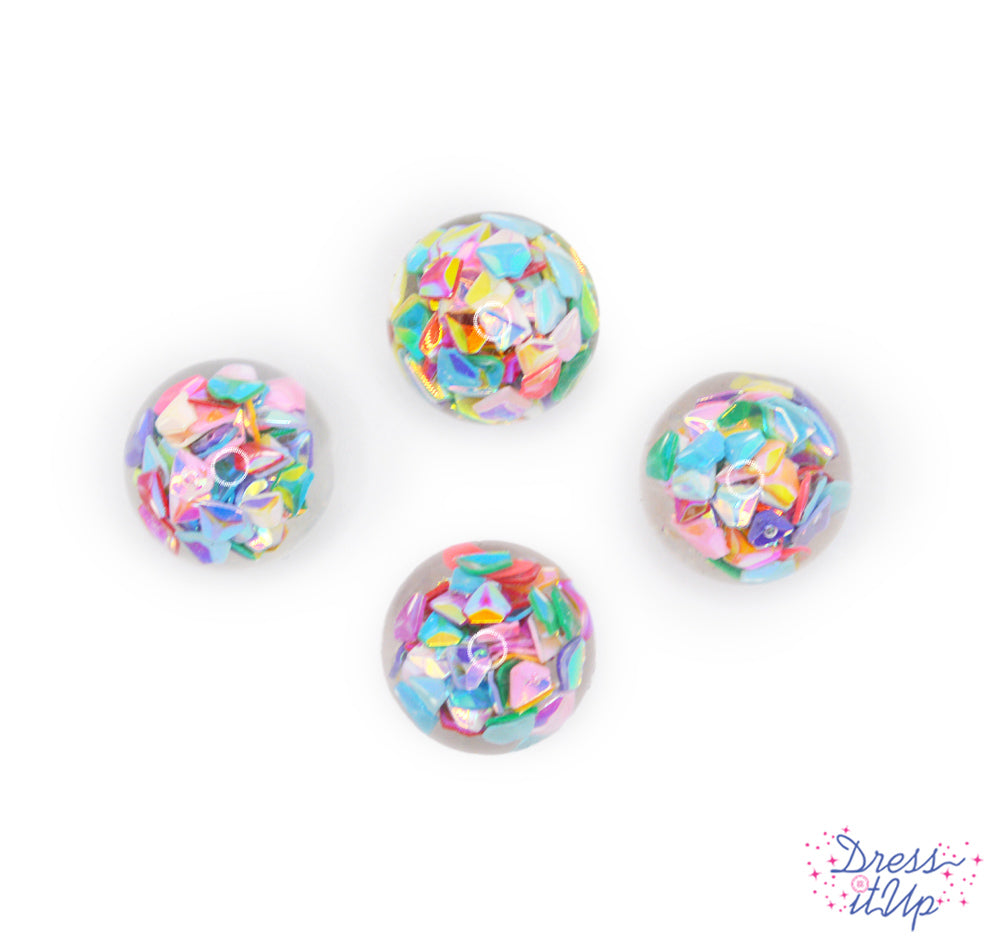Colorful diamonds incased in clear resin embellishments