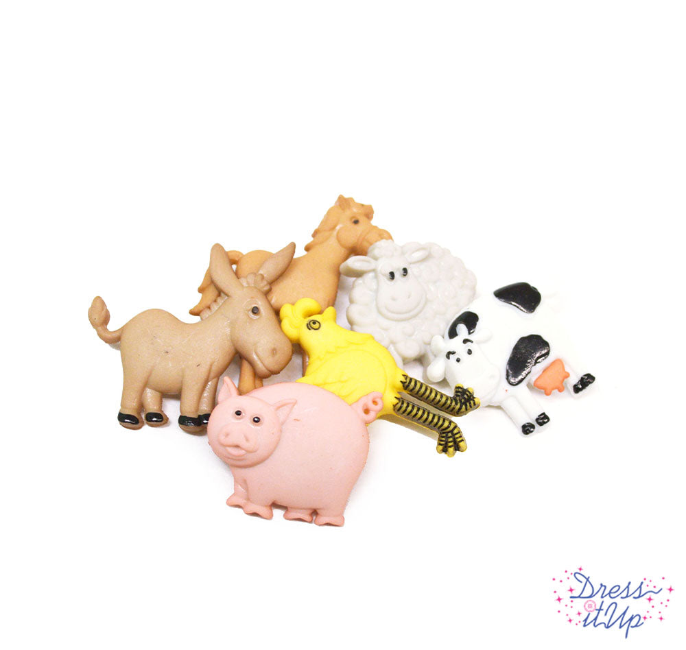 Barnyard animals to create projects, horse, sheep, cow, chicken, donkey and a pig.