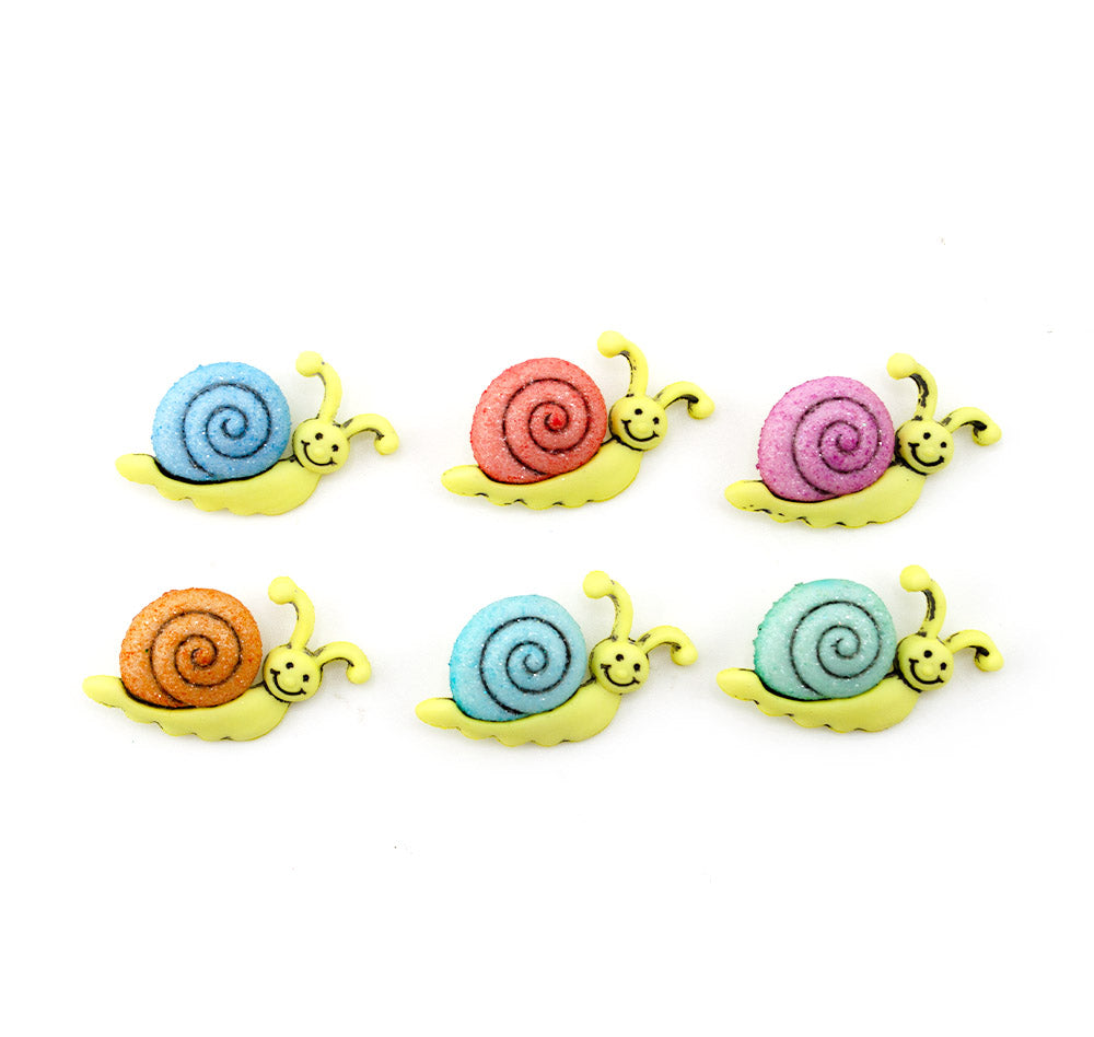 Springtime Sparkle Snail Loop-Back Buttons