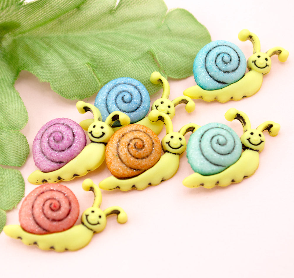 Springtime Sparkle Snail Loop-Back Buttons