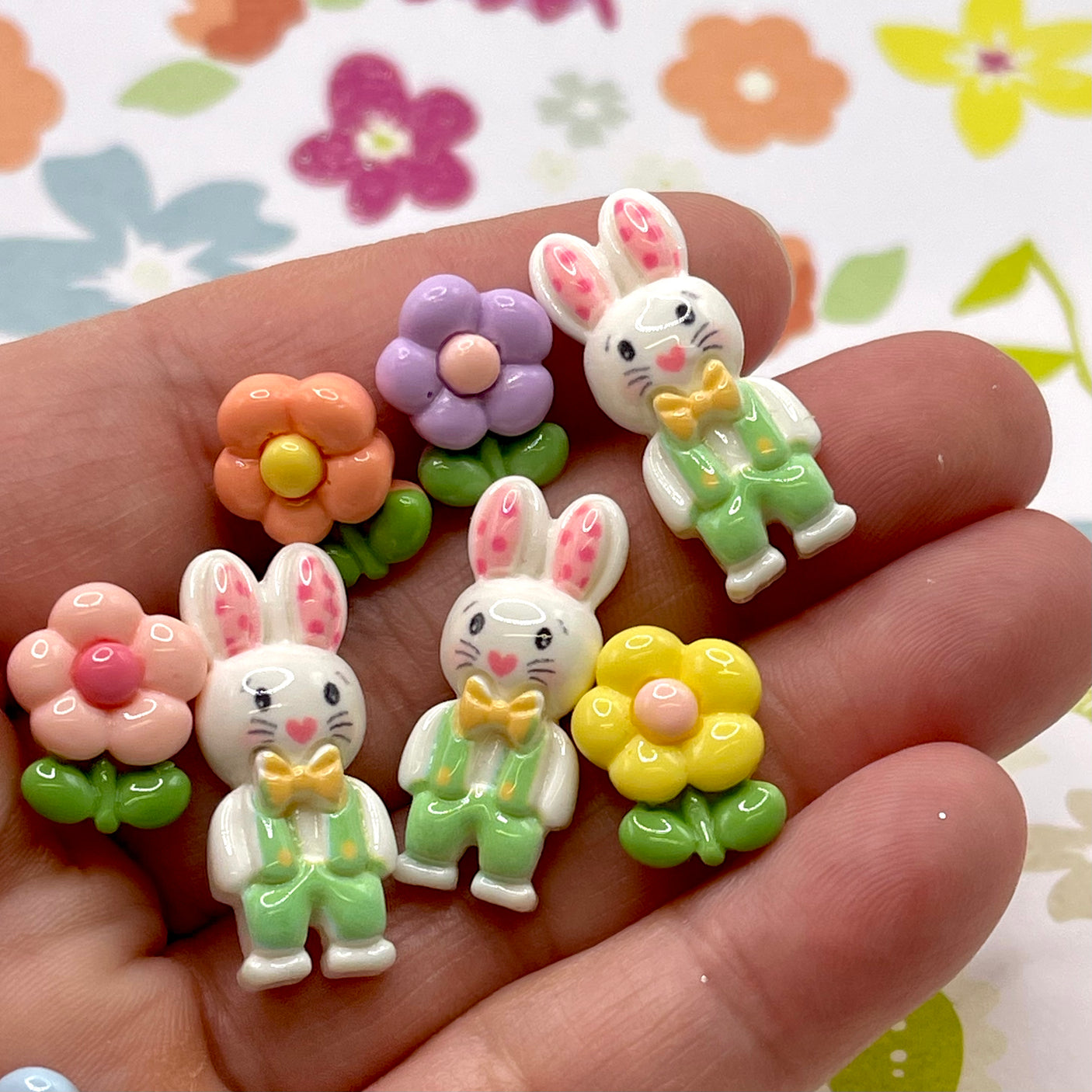Sweet bunnies and pastel daisy embellishments add to Easter and spring projects