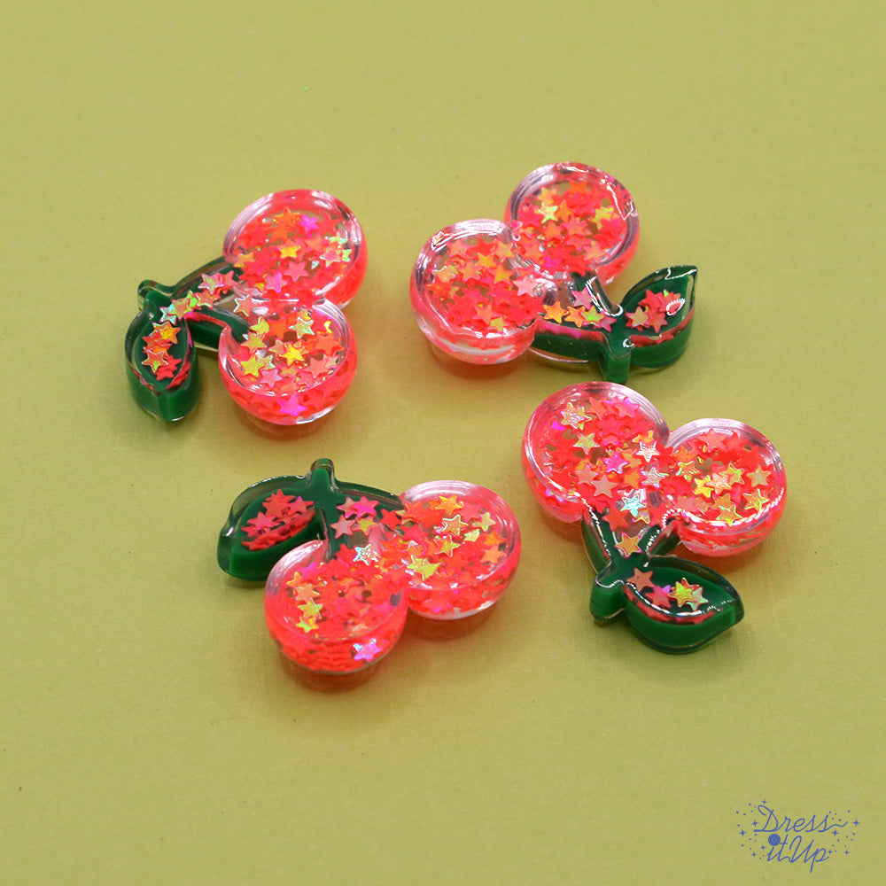 Sparkling resin cherries flat-back embellishments