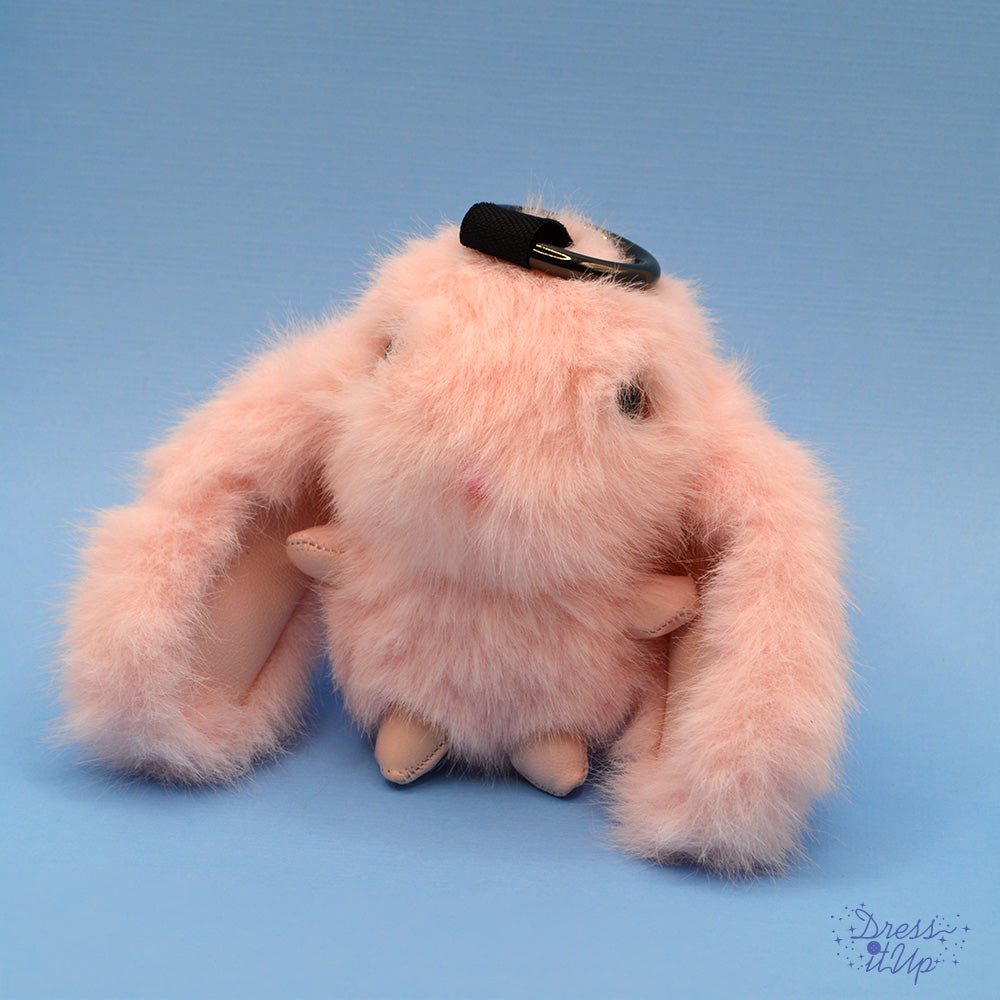 Fluffy pink bunny adds to cuteness to bags and keychains