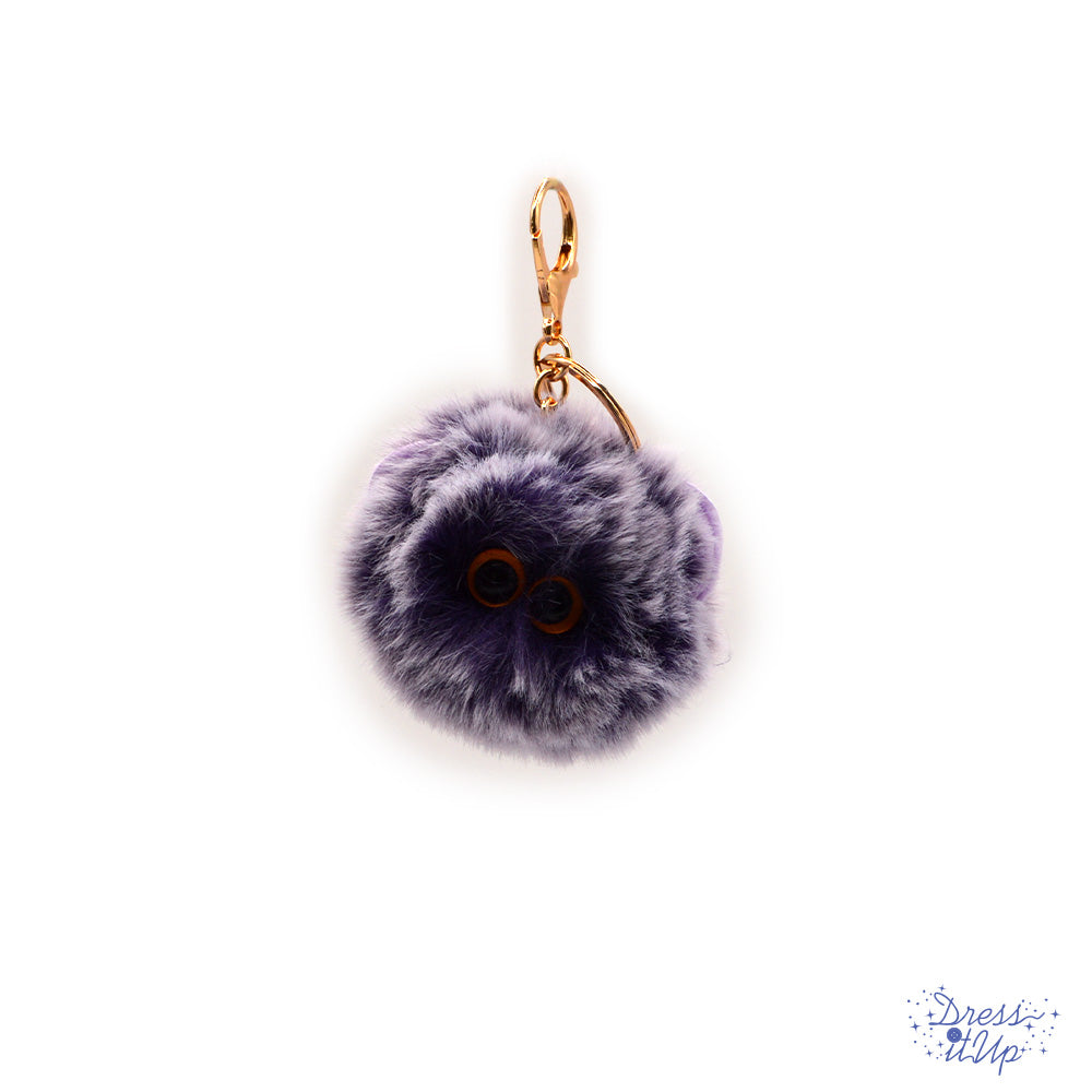 Purple puff ball with eyes adds to bag and keychain projects