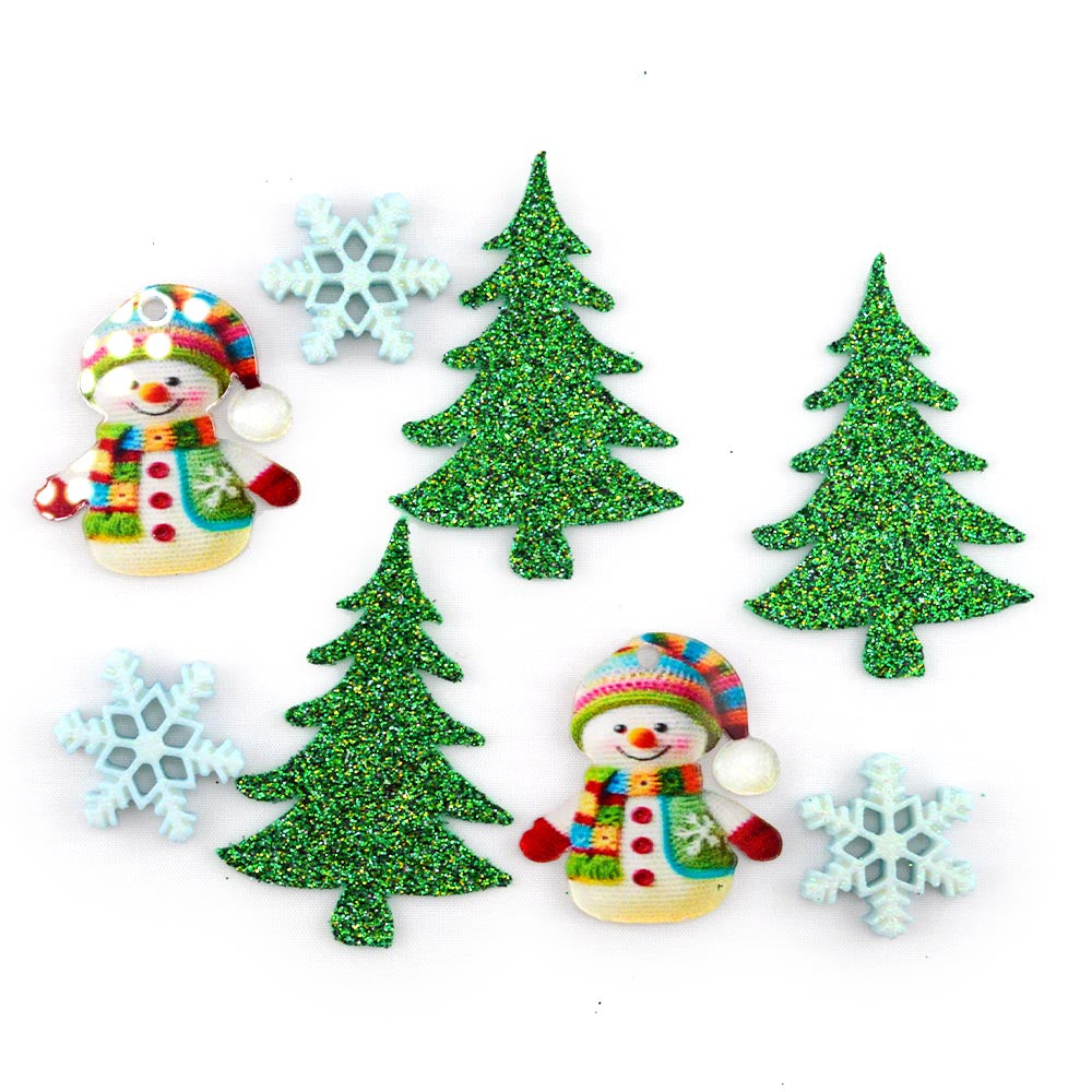 Snowmen and Glitter Trees Embellishment & Felt Pack