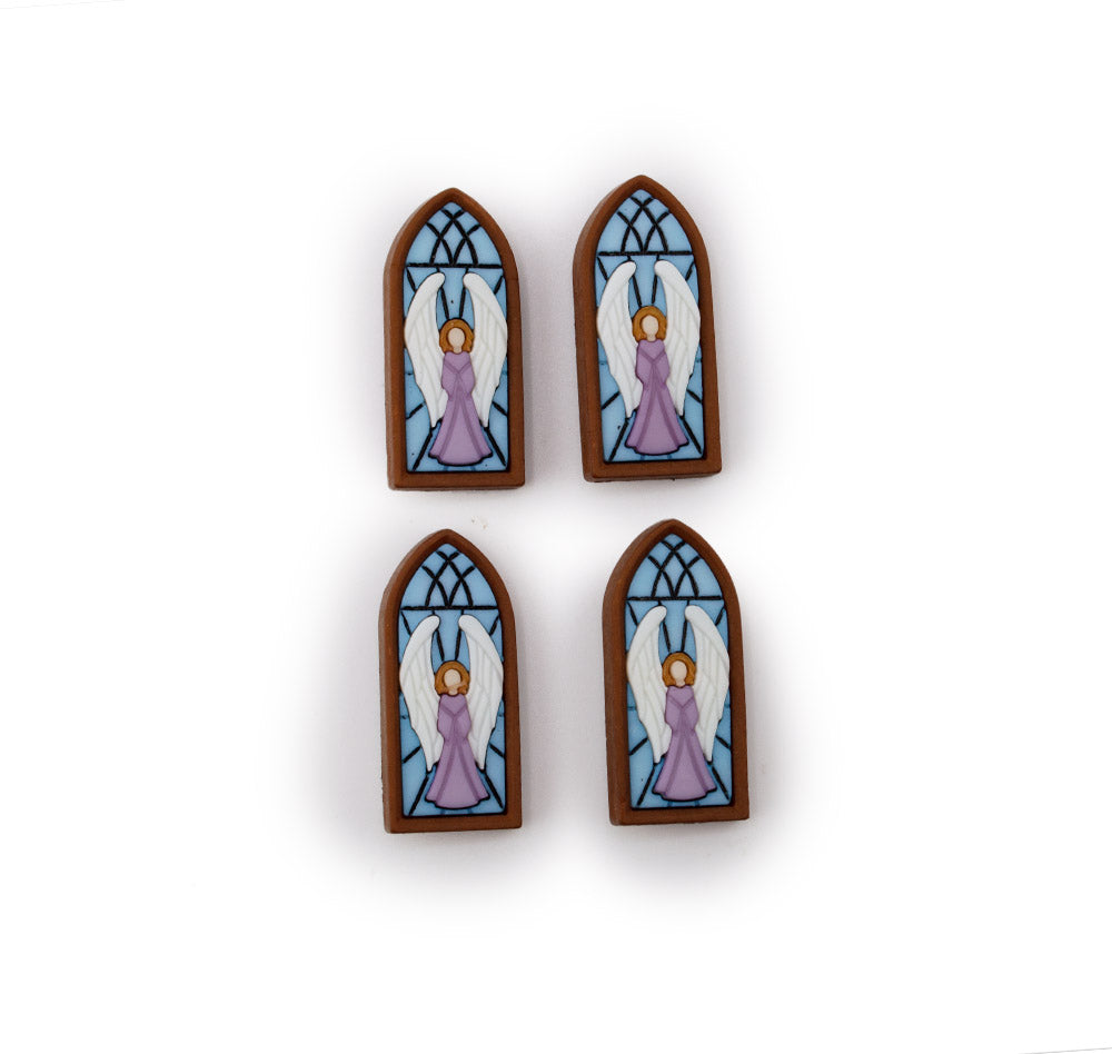 Heavenly Angel Stained Glass Window Loop-Back Buttons