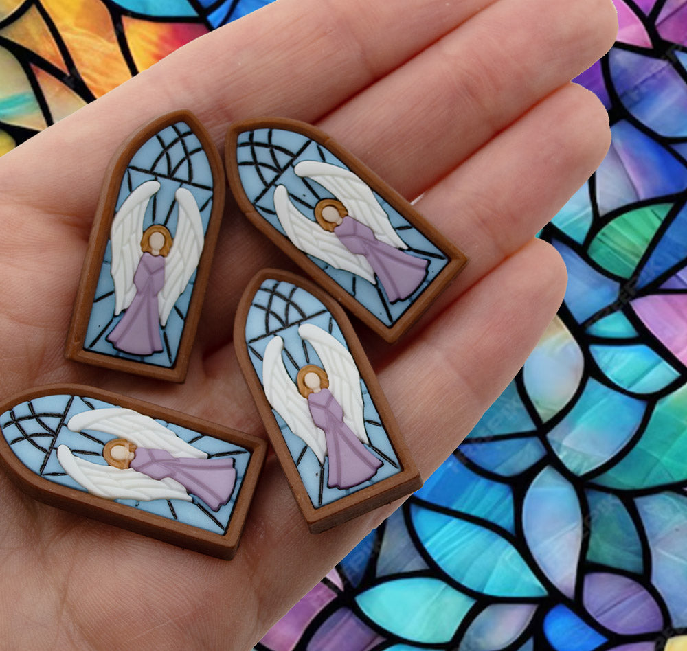 Heavenly Angel Stained Glass Window Loop-Back Buttons