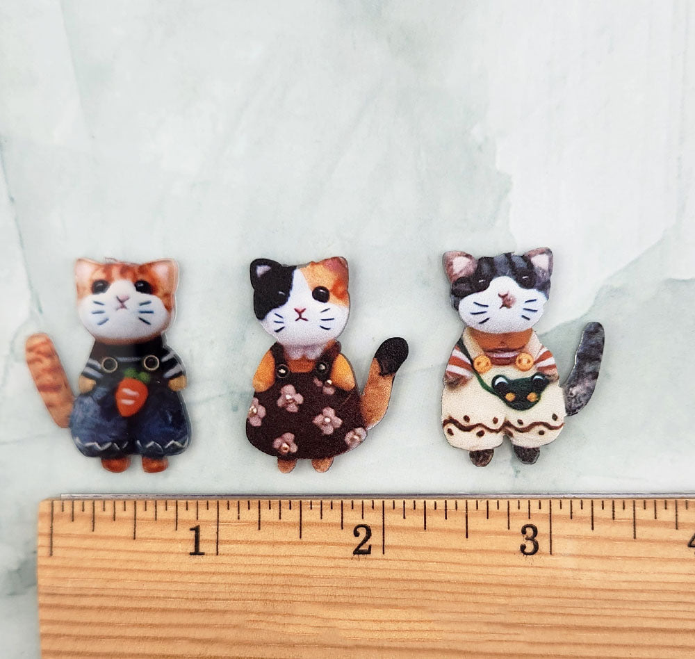 Dressed Up Pretty Kitties Flat Acrylic Embellishments