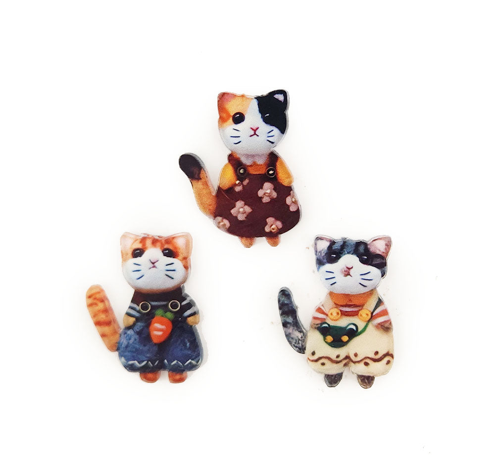 Dressed Up Pretty Kitties Flat Acrylic Embellishments