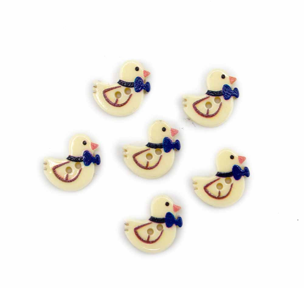 Blue Bow Duck Printed 2-Hole Buttons
