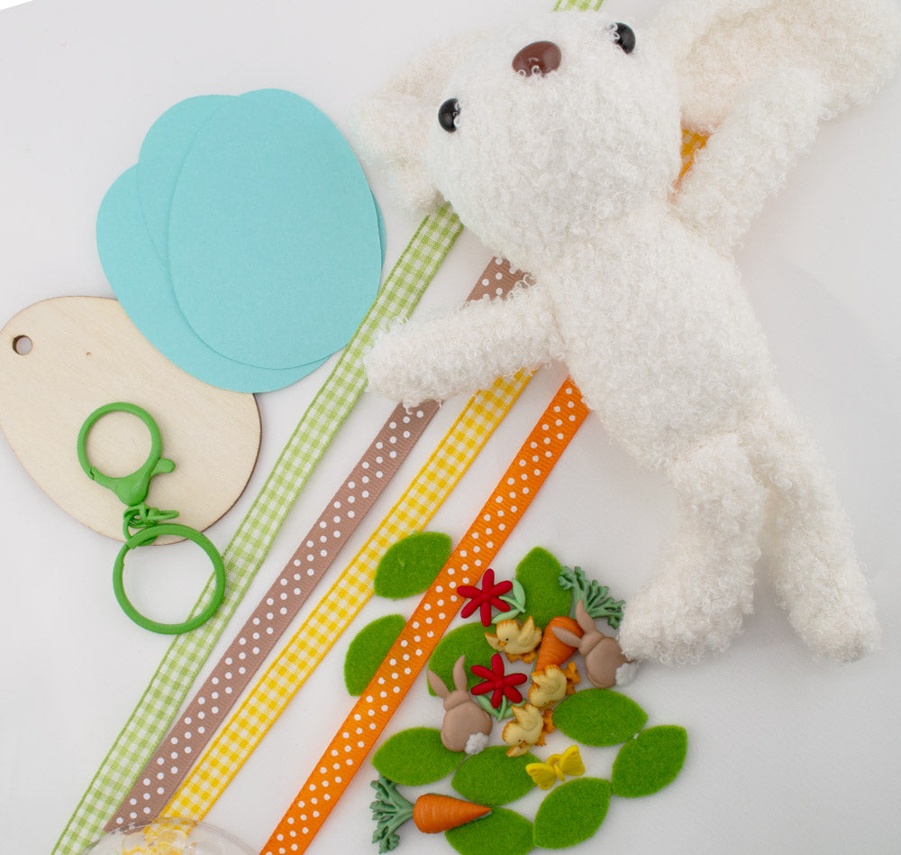 Hoppy Spring Bunny Keychain Kit- WHITE