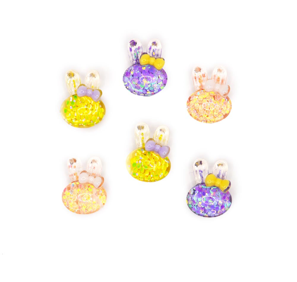 Glitter bunny rabbit in yellow, purple, and pink craft embellishments