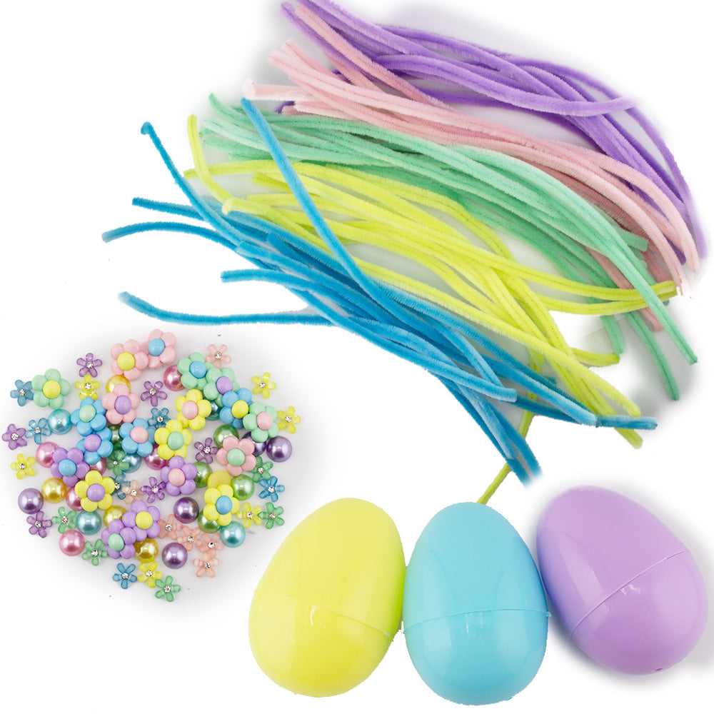 Pastel Pipe-Cleaner Wrapped Easter Egg Kit – DIY Home Décor Set