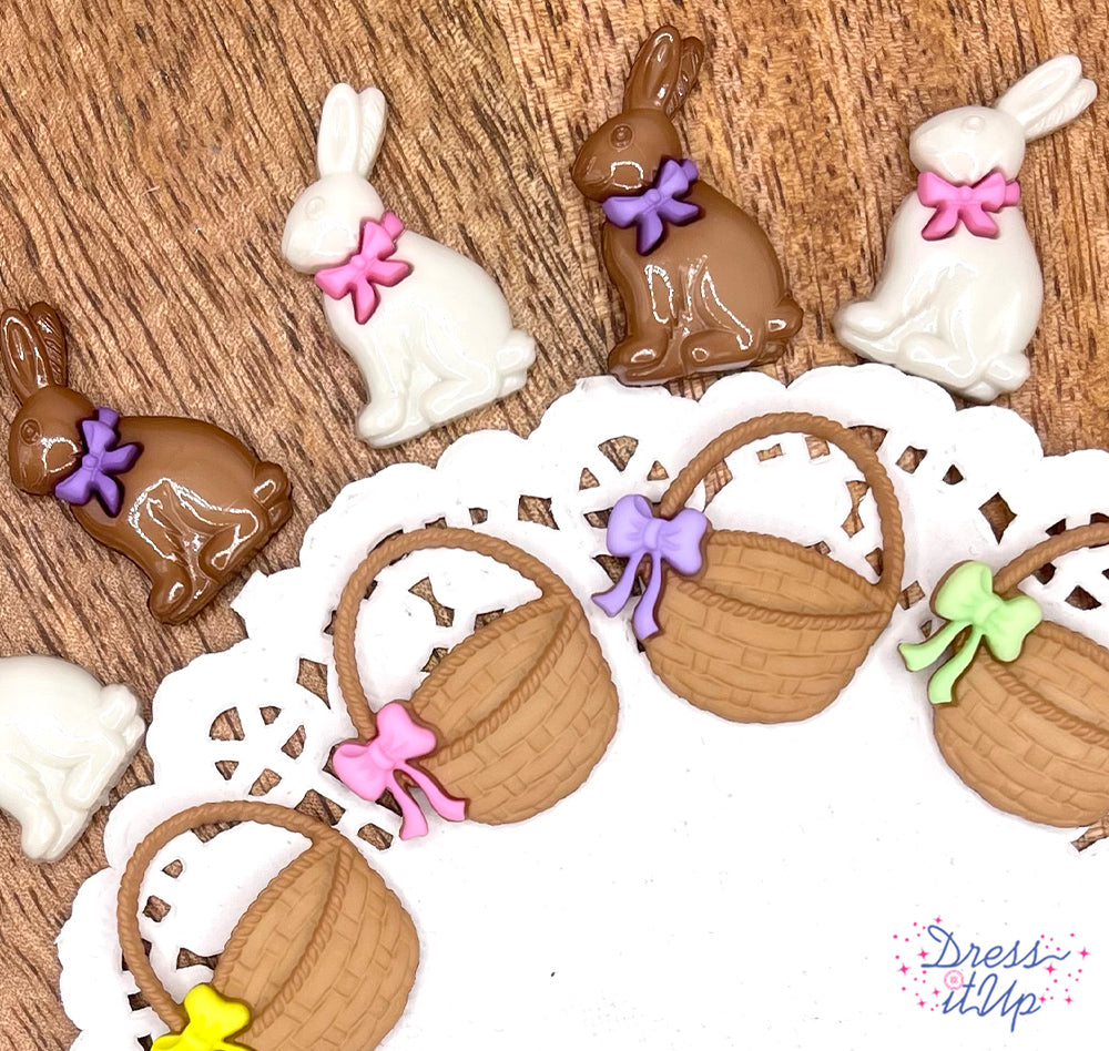 Easter Basket and Chocolate Bunnies buttons make up this photo