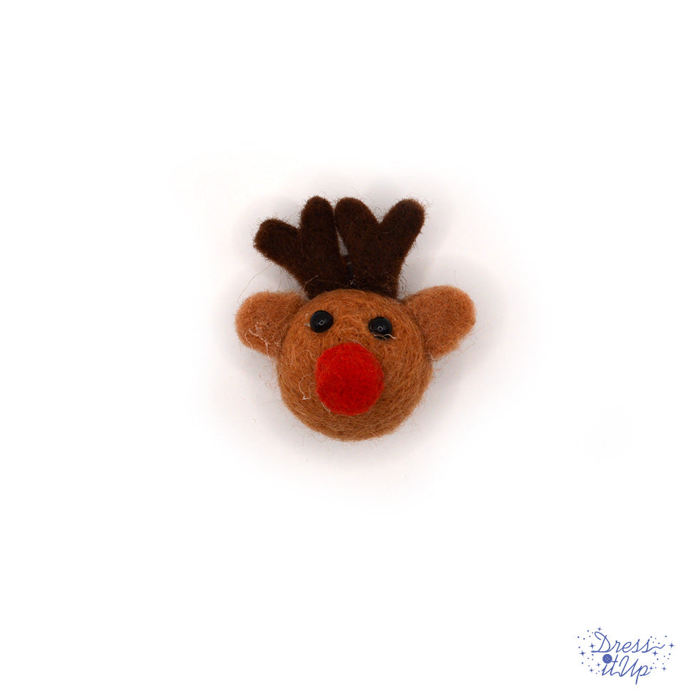 Adorable felt reindeer head pom pom