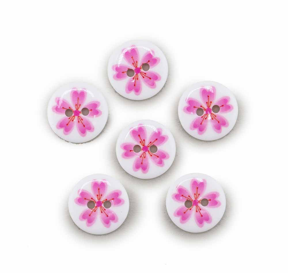 Tropical Flower Printed 2-Hole Round Buttons