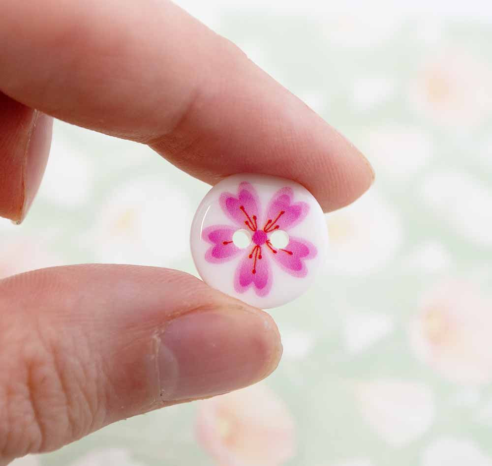 Tropical Flower Printed 2-Hole Round Buttons