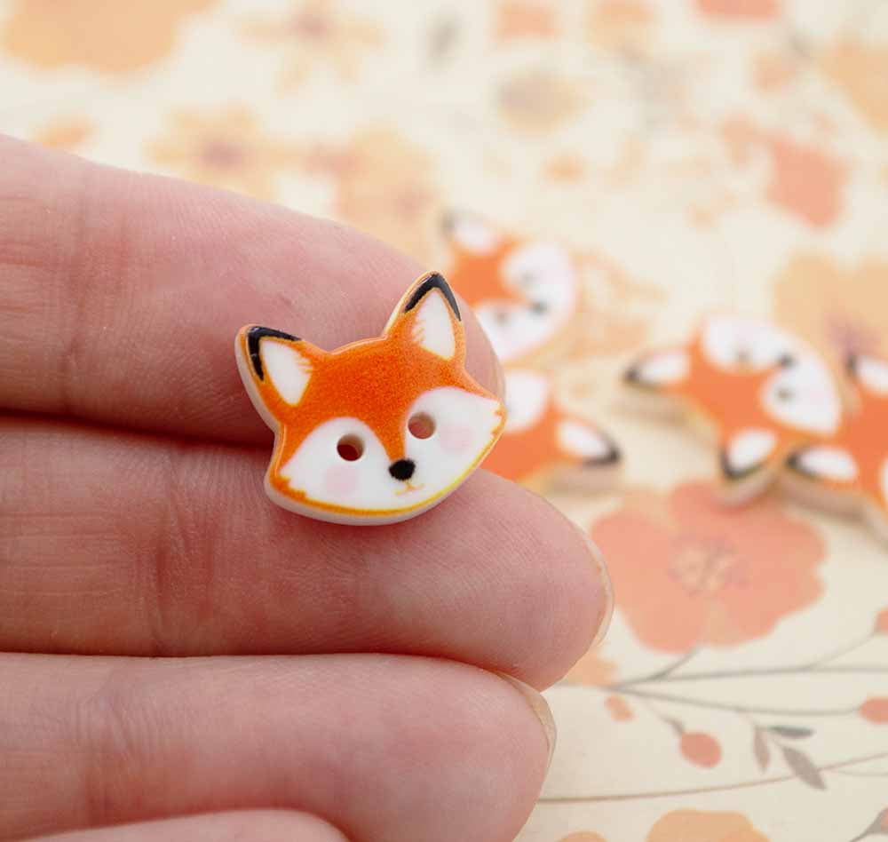 Curious Fox Printed 2-Hole Buttons