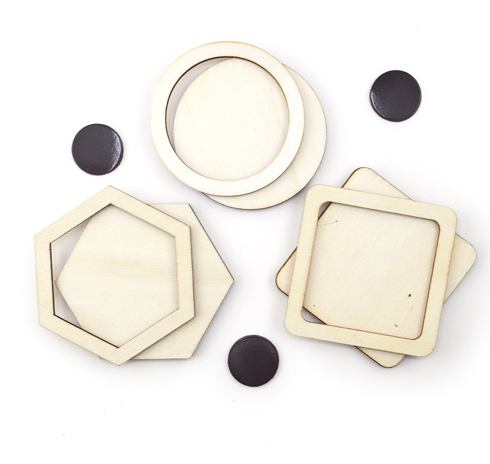 Rounded Shapes Wood Frame Trio with Magnets