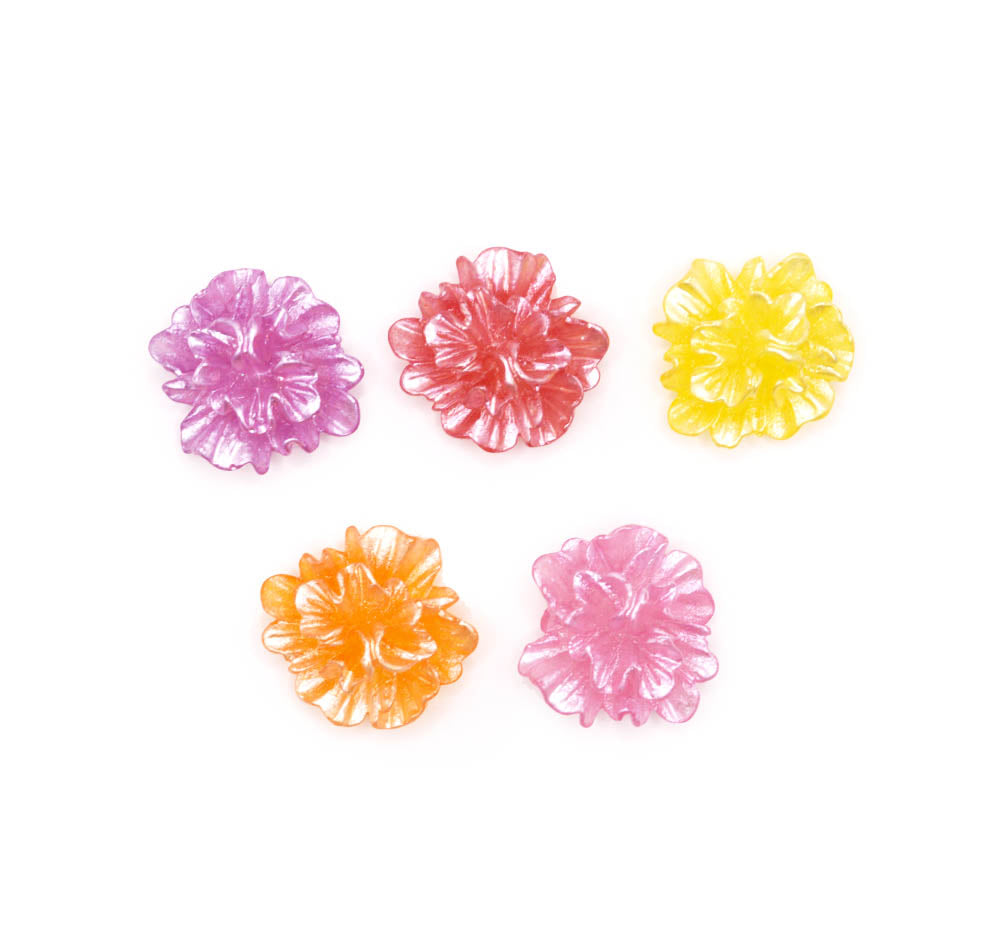 Resin 3D flowers in spring colors with pearl finish