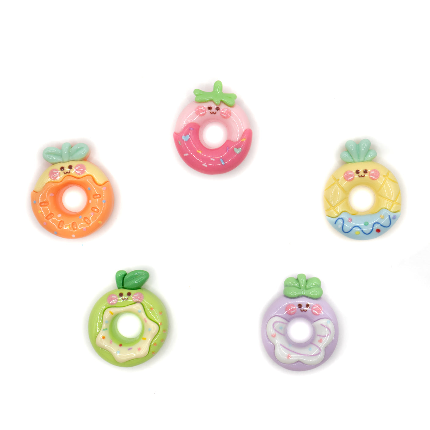 fruit themed resin embellishments in cute donut shapes