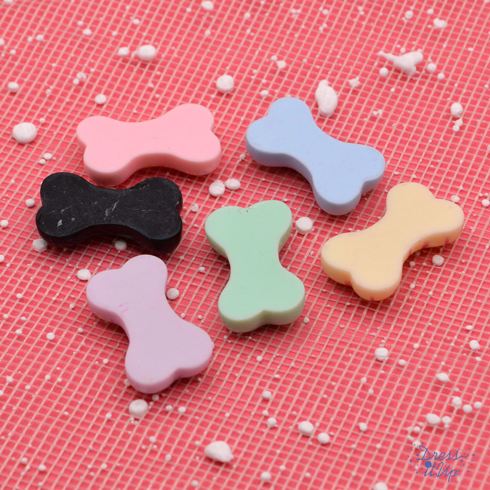 Colorful patterned dog bones add to pet themed projects, flat-back embellishments