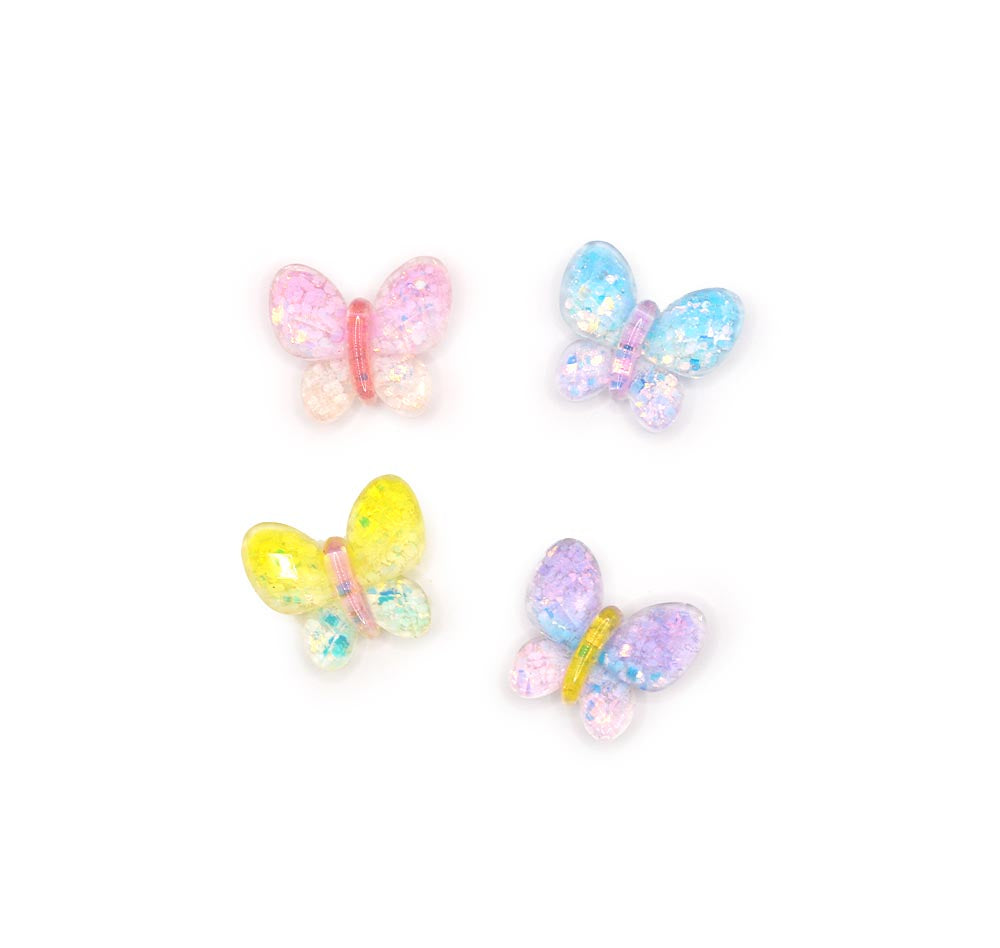 Pastel glitter flat back resin craft embellishments in the shape of large butterflies
