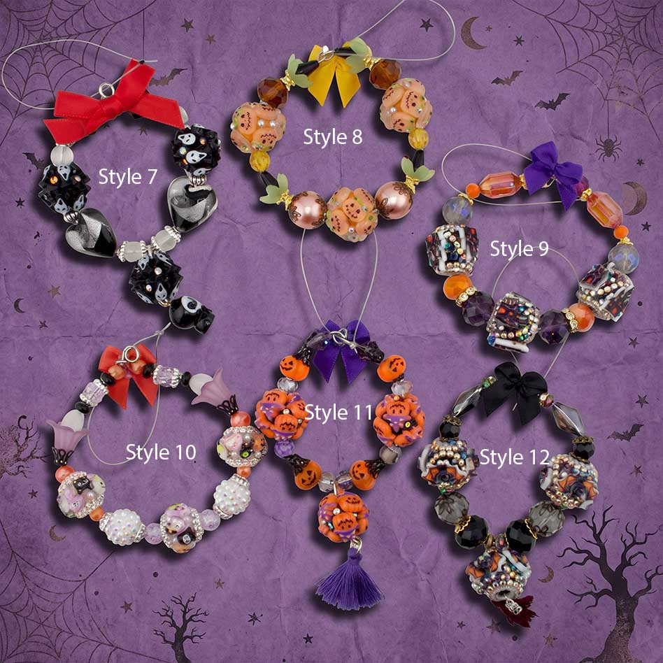 Handmade Beaded Halloween Mini Wreath Ornaments