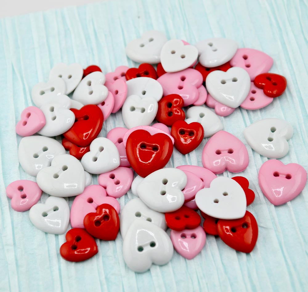 Valentine’s Day Heart Sew-Thru Button Assortment 80 pieces