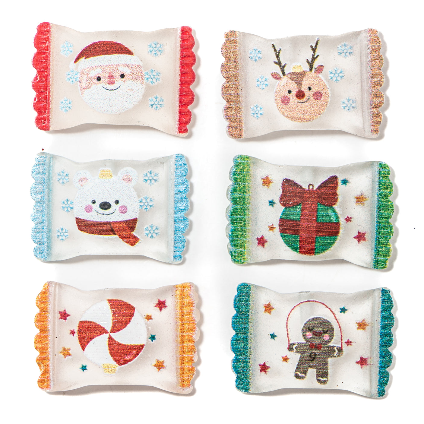 faux resin Christmas candy craft button on a white background