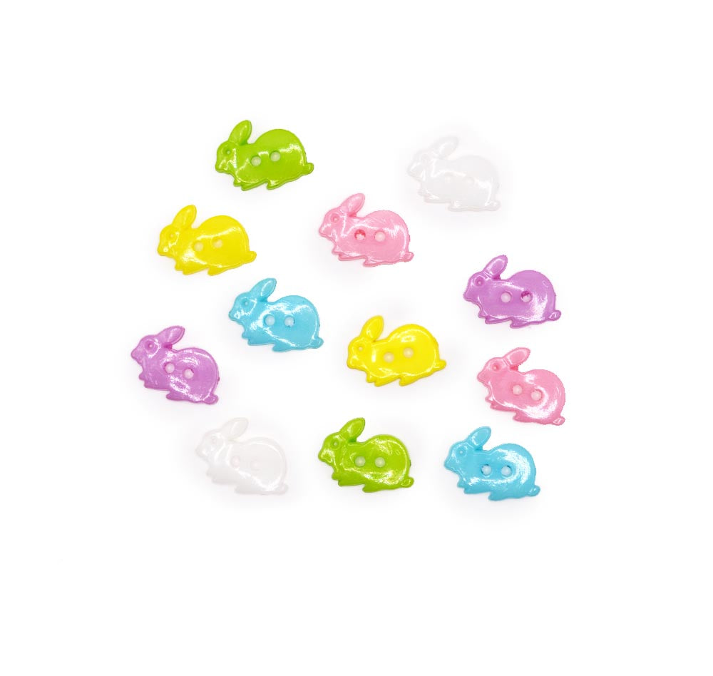 Assortment of 2-hole rabbit buttons for sewing and craft projects